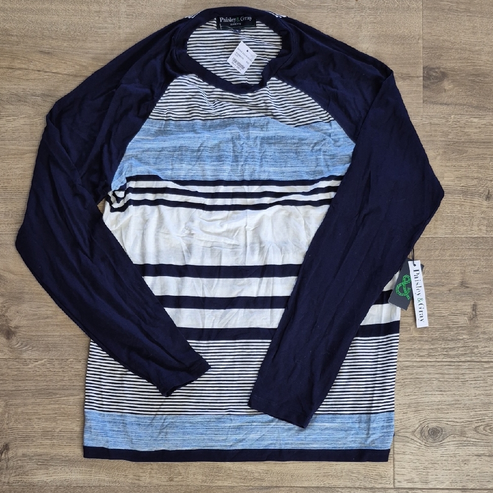 Paisley & Gray Blue Long Sleeve Tee Mens Large
